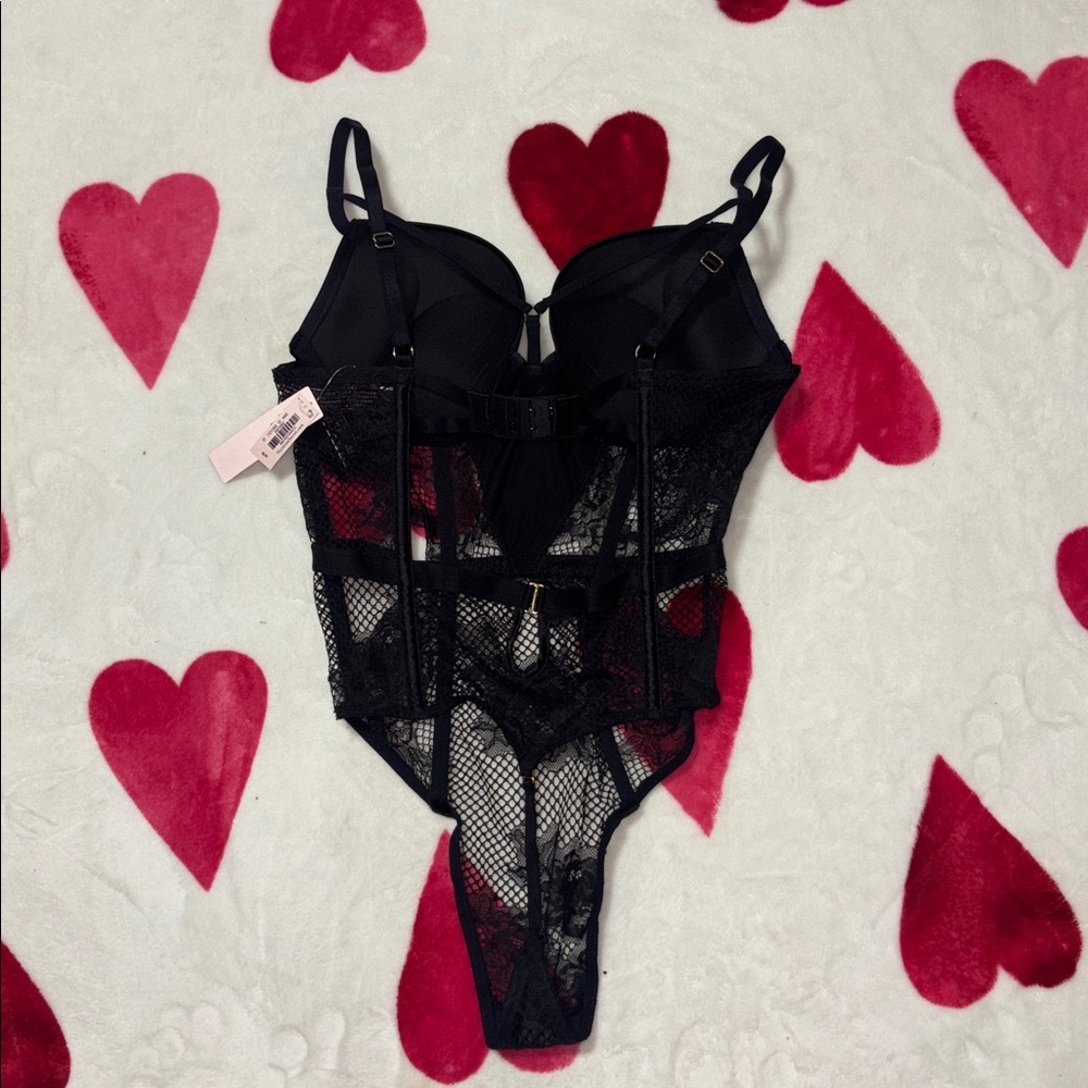 Victoria’s Secret Black Lace Bodysuit, Teddy, push-up lingerie, thong, small - Picture 4 of 9